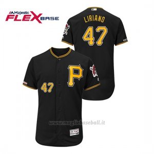Maglia Baseball Uomo Pittsburgh Pirates Francisco Liriano 150th Aniversario Patch Autentico Flex Base Nero