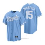 Maglia Baseball Uomo Kansas City Royals Whit Merrifield 15 Replica Alternato Blu