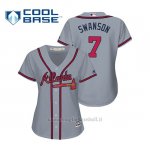 Maglia Baseball Donna Atlanta Braves Dansby Swanson Cool Base Majestic Road 2019 Grigio