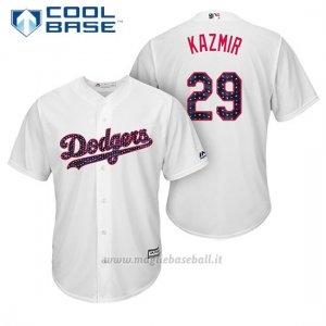 Maglia Baseball Uomo Los Angeles Dodgers 2017 Estrellas y Rayas Scott Kazmir Bianco Cool Base