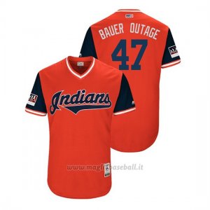 Maglia Baseball Uomo Cleveland Indians Trevor Bauer 2018 Llws Players Weekend Bauer Outage Rosso