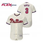 Maglia Baseball Uomo Philadelphia Phillies Bryce Harper 150th Aniversario Patch Flex Base Crema