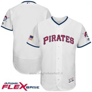 Maglia Baseball Uomo Pittsburgh Pirates 2017 Estrellas y Rayas Bianco Flex Base