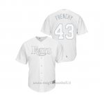 Maglia Baseball Hombre Tampa Bay Rays 43 Michael Brosseau 2019 Players Weekend Replica Bianco
