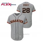 Maglia Baseball Uomo San Francisco Giants 28 Buster Posey Flex Base Autentico Road Hispanic Heritage Grigio