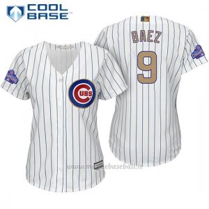 Maglia Baseball Donna Chicago Cubs 9 Javier Baez Bianco Or Program Cool Base