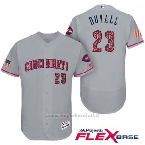 Maglia Baseball Uomo Cincinnati Reds 2017 Estrellas Y Rayas 23 Adam Duvall Grigio Flex Base