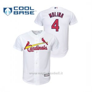 Maglia Baseball Bambino St. Louis Cardinals 4 Yadier Molina Cool Base Majestic Primera Replica Bianco