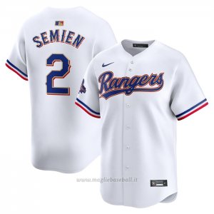Maglia Baseball Uomo Texas Rangers Marcus Semien 2024 Oro Collection Limited Bianco