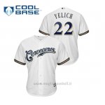Maglia Baseball Uomo Milwaukee Brewers 22 Christian Yelich Cool Base Primera Hispanic Heritage Bianco
