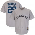 Maglia Baseball Uomo New York Yankees Catfish Hunter Grigio Cooperstown Collezione