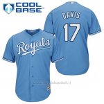Maglia Baseball Uomo Kansas City Royals Wade Davis 17 Powder Blu Alterner Cool Base