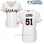 Maglia Baseball Uomo Miami Marlins 51 Ichiro Suzuki Bianco Cool Base