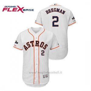 Maglia Baseball Uomo Houston Astros 2 Alex Bregman 2019 Postseason Flex Base Bianco