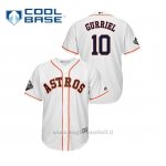 Maglia Baseball Uomo Houston Astros 10 Yuli Gurriel 2019 World Series Bound Cool Base Bianco