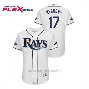 Maglia Baseball Uomo Tampa Bay Rays 17 Austin Meadows 2019 Postseason Flex Base Bianco