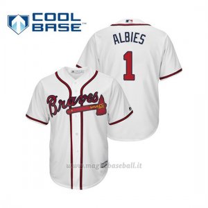 Maglia Baseball Uomo Atlanta Braves Ozzie Albies Cool Base Majestic 1ª2019 Bianco