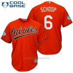 Maglia Baseball Uomo Baltimore Orioles 6 Jonathan Schoop Arancione 2017 Allenamento Primaverile Cool Base Giocatore