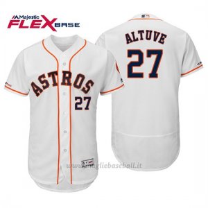 Maglia Baseball Uomo Houston Houston Astros 27 Jose Altuve Bianco 150th Aniversario Patch Flex Base