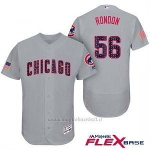 Maglia Baseball Uomo Chicago Cubs 2017 Estrellas y Rayas Cubs 56 Hector Rondon Grigio Flex Base