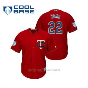 Maglia Baseball Uomo Minnesota Twins Miguel Sano Cool Base Entrenamiento De Primavera 2019 Rosso
