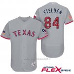 Maglia Baseball Uomo Texas Rangers 2017 Estrellas y Rayas Prince Fielder Grigio Flex Base