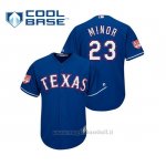 Maglia Baseball Uomo Texas Rangers Mike Minor Cool Base Entrenamiento De Primavera 2019 Blu