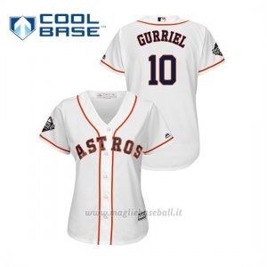 Maglia Baseball Donna Houston Astros 10 Yuli Gurriel 2019 World Series Bound Cool Base Bianco
