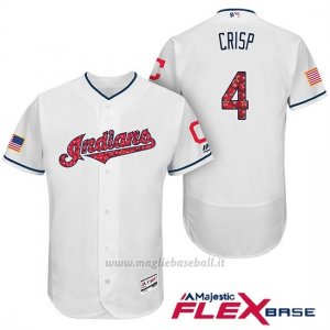 Maglia Baseball Uomo Cleveland Indians 2017 Estrellas y Rayas Coco Crisp Bianco Flex Base