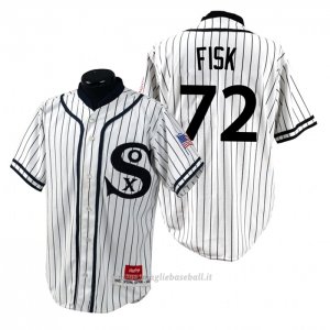Maglia Baseball Uomo Chicago White Sox Carlton Fisk 1990 Turn Back The Clock Bianco