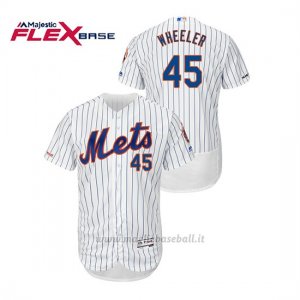 Maglia Baseball Uomo New York Mets Zack Wheeler 150th Aniversario Patch Autentico Flex Base Bianco