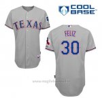 Maglia Baseball Uomo Texas Rangers Neftali Feliz 30 Grigio Cool Base
