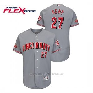 Maglia Baseball Uomo Cincinnati Reds Matt Kemp 150th Aniversario Patch Flex Base Grigio