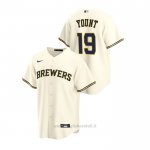 Maglia Baseball Uomo Milwaukee Brewers Robin Yount Replica Primera Crema