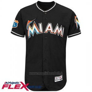 Maglia Baseball Uomo Miami Marlins Blank Nero Flex Base Autentico Collezione Allenamento Primaverile
