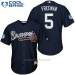 Maglia Baseball Uomo Atlanta Braves 5 Frojodie Freeman Blu 2017 Allenamento Primaverile Cool Base
