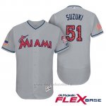 Maglia Baseball Uomo Miami Marlins 2017 Estrellas y Rayas Ichiro Suzuki Grigio Flex Base