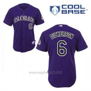 Maglia Baseball Uomo Colorado Rockies Corey Dickerson 6 Viola Alterner Cool Base