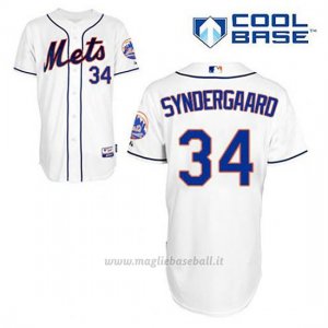 Maglia Baseball Uomo New York Mets Noah Syndergaard 34 Bianco Alterner Cool Base