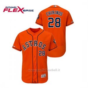 Maglia Baseball Uomo Houston Astros Robinson Chirinos 150th Aniversario Patch Flex Base Arancione