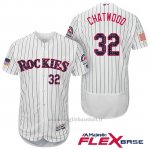 Maglia Baseball Uomo Colorado Rockies 2017 Estrellas y Rayas Tyler Chatwood 32 Bianco Flex Base