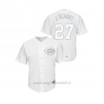 Maglia Baseball Hombre Cincinnati Reds 27 Trevor Bauer 2019 Players Weekend J Ochart Replica Bianco