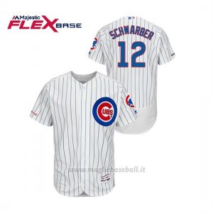 Maglia Baseball Uomo Chicago Cubs Kyle Schwarber 150th Aniversario Patch Autentico Flex Base Bianco Blu