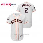 Maglia Baseball Uomo Houston Astros 2 Alex Bregman 2019 World Series Bound Flex Base Bianco