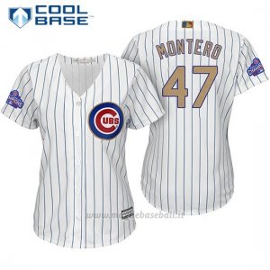 Maglia Baseball Donna Chicago Cubs 47 Miguel Montero Bianco Or Program Cool Base