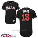 Maglia Baseball Uomo Miami Marlins Marcell Ozuna Nero Autentico Collezione Flex Base