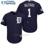 Maglia Baseball Uomo Detroit Tigers Jose Iglesias 1 Blu 2017 Allenamento Primaverile Cool Base Giocatore