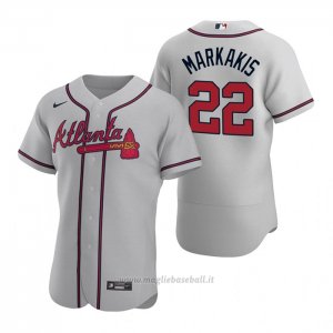 Maglia Baseball Uomo Atlanta Braves Nick Markakis Autentico 2020 Road Grigio