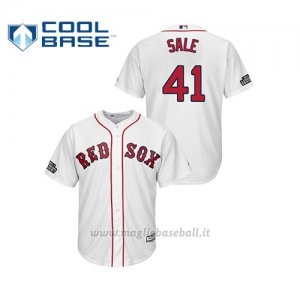 Maglia Baseball Hombre Boston Red Sox 41 Chris Sale Cool Base 2019 London Series Bianco