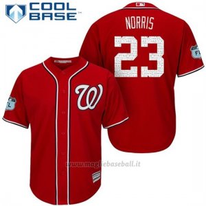 Maglia Baseball Uomo Washington Nationals Derek Norris Scarlet 2017 Allenamento Primaverile Cool Base